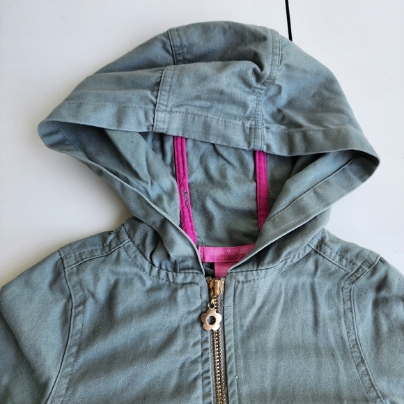 Isaac Mizrahi Girl Pink Tie Belted Full Gold Zip Hooded Jacket Green Size XS (4) - Picture 6 of 14